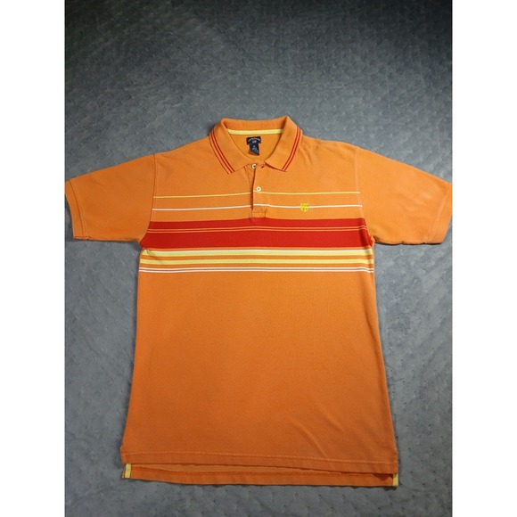 U.S. Polo Assn. Other - US Polo Assn Mens Orange Striped Pique Polo Shirt Short Sleeve Size M Cotton